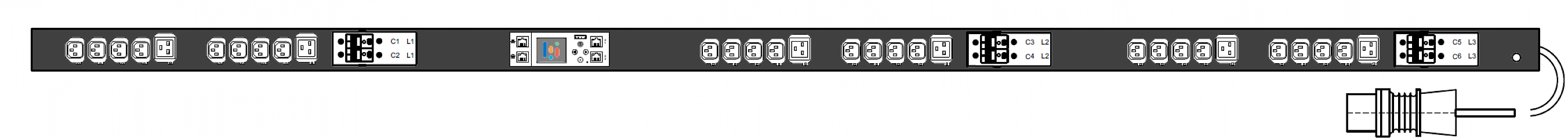 PWG2-9432-324-96-TIP POWERGuard2 PDU, 32A Three Phase ZeroU, 30 x IEC Sockets (24 x C13 - 6 x C19), Outlet Metering & Switching