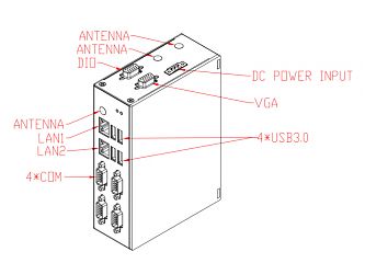 Встраиваемый компьютер на DIN-рейку ICO300-83B-N3350-4ICOM-HDMI-DIO-WT-DC