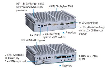 Компактный встраиваемый компьютер eBOX671-521-FL-DC-6GbE