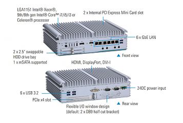 Компактный встраиваемый компьютер eBOX710-521-FL-PCIE-DC