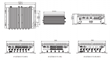 Многослотовый встраиваемый компьютер UST500-517-FL-8RJ8M12-4SATA-TDC
