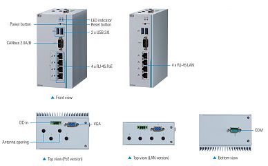 Встраиваемый компьютер на DIN-рейку ICO320-83C-N3350-4LAN-COM-CAN-WT-DC