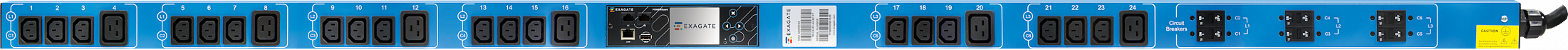 PWG-9132-324-96-TIP POWERGuard PDU, 32A Three Phase ZeroU, 30 x IEC Sockets (24 x C13 - 6 x C19), Inlet Metering (BLUE)