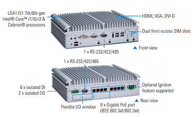Компактный встраиваемый компьютер eBOX671-517-FL-DC