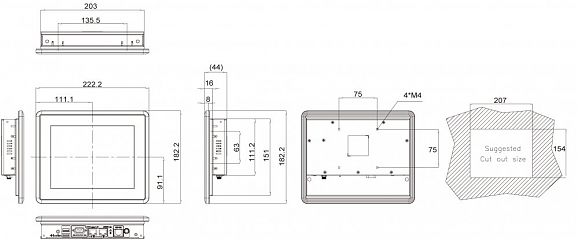 Панельный компьютер PPC-F08B-BT-J1/2G/R