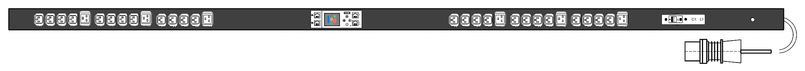 PWG2-9316-324-96-SIP POWERGuard2 PDU, 16A Single Phase ZeroU, 30 x IEC Sockets (24 x C13 - 6 x C19), Outlet Metering