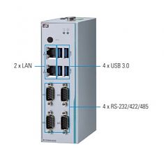 Встраиваемый компьютер на DIN-рейку ICO300-83B-N3350-4COM-HDMI-DIO-WT-DC