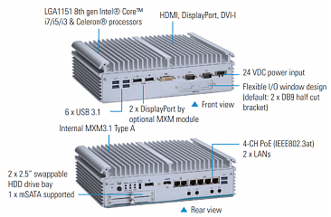 Компактный встраиваемый компьютер eBOX671-521-FL-DC-4PoE