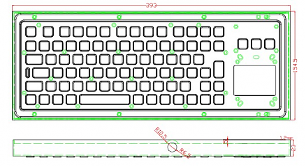 Промышленная клавиатура K-TEK-M380TP-FN-DT-BL-US/RU-USB