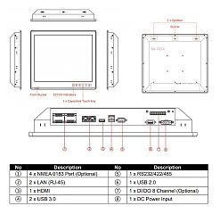 Морской панельный компьютер R19IH3S-MRA1FP-256GB SSD