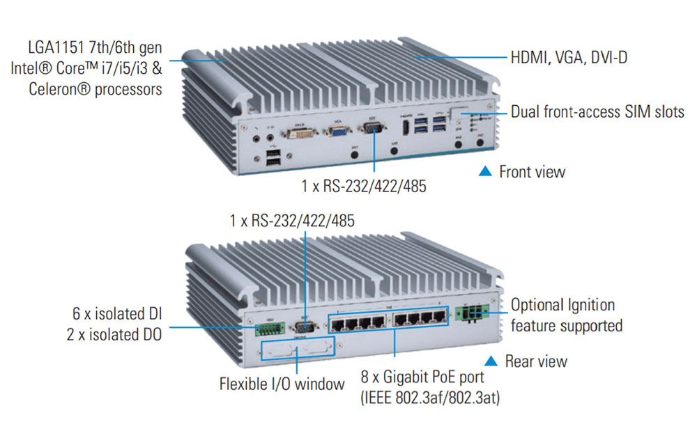 Компактный встраиваемый компьютер eBOX671-517-FL