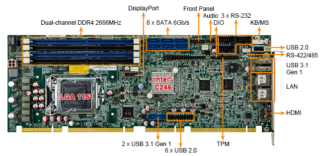 промышленная процессорная плата SPCIE-C246