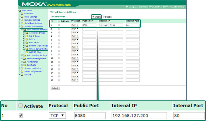 Скриншот web-интерфейса устройства OnCell G3110