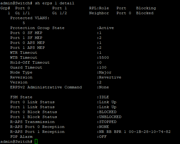 Настройка протокола резервирования ERPS